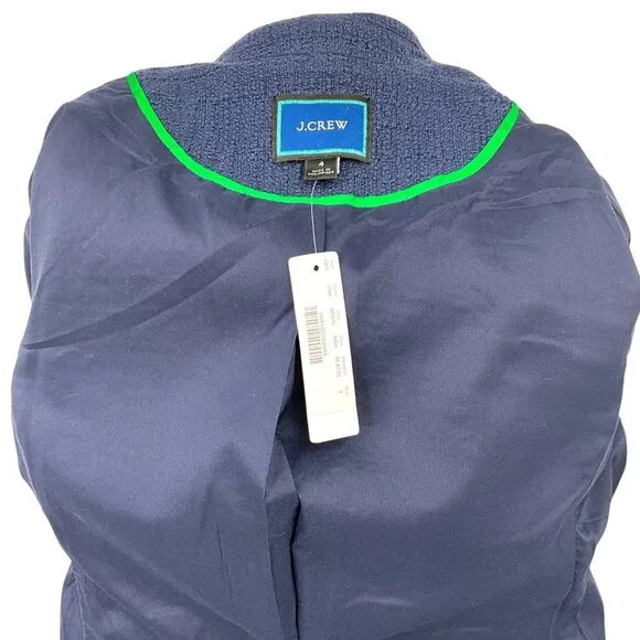 NWT J Crew Textured Tweed Navy Blue Preppy Classic Peplum Blazer Jacket Size 4 - Picture 10 of 14